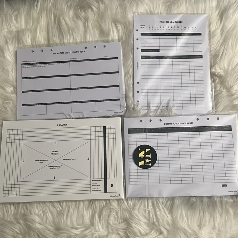 Milrose Notes A5 Inserts and Dashboards